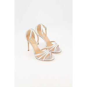 New Marco Barbabella Silver Ankle Strap Stilettos
